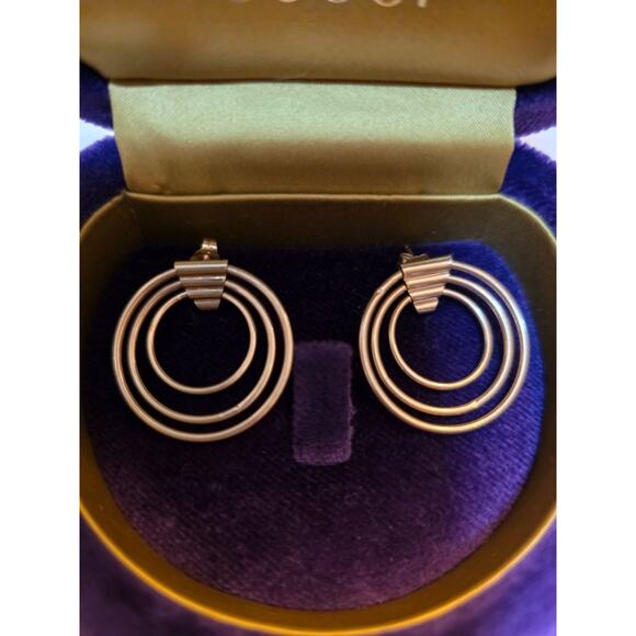 Nabco 14k Yellow Gold Triple Hoop Earrings 2g Vintage - Picture 1 of 7
